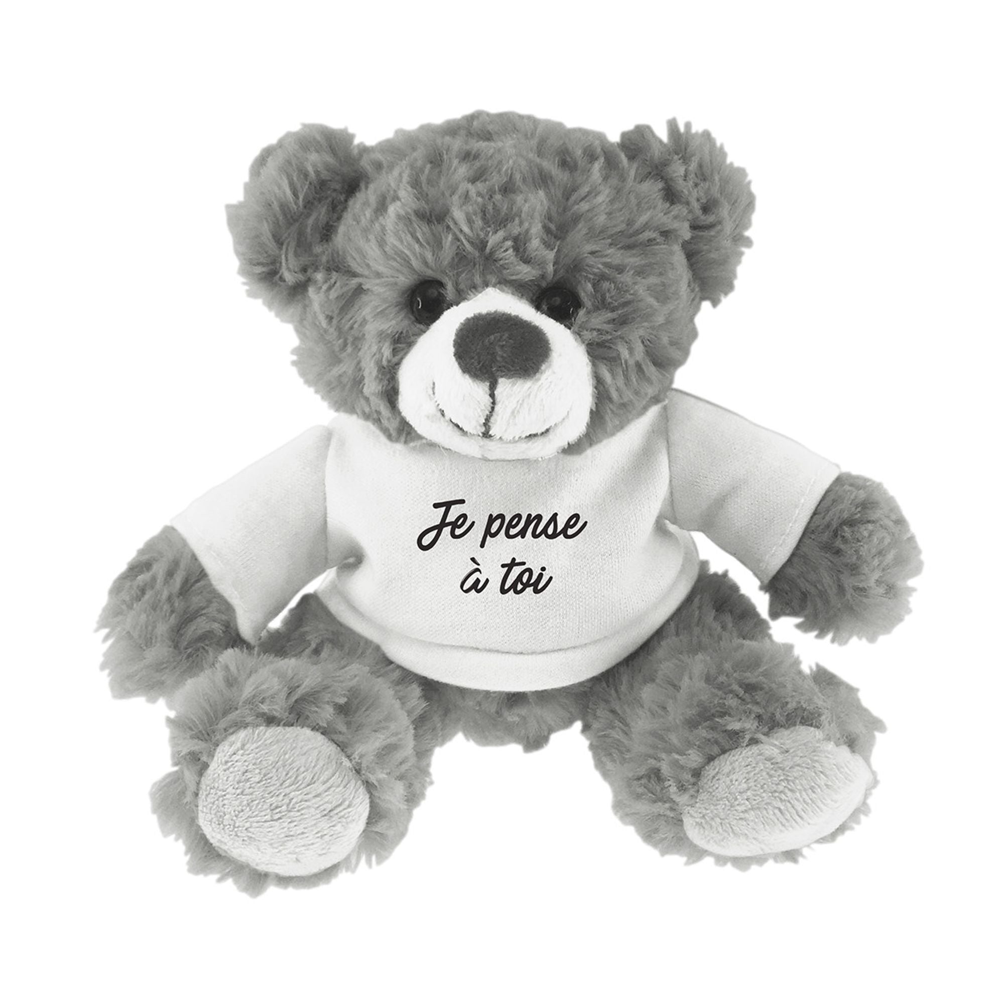 Doudou Peluche Ours Blanc Gris écharpe ENESCO