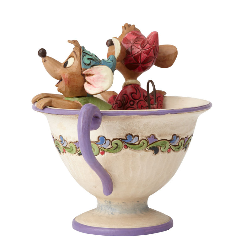 Figurine Jaq et Gus dans une tasse à thé - Disney Traditions