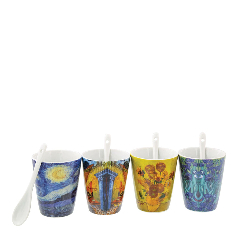 Set de 4 tasses assorties avec cuillères - Van Gogh