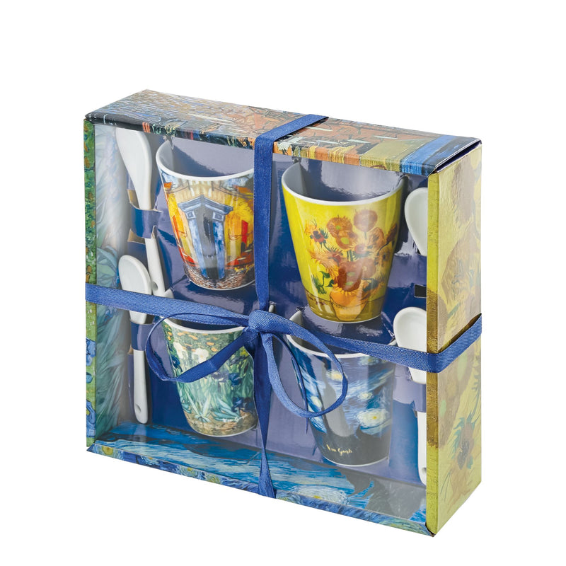 Set de 4 tasses assorties avec cuillères - Van Gogh