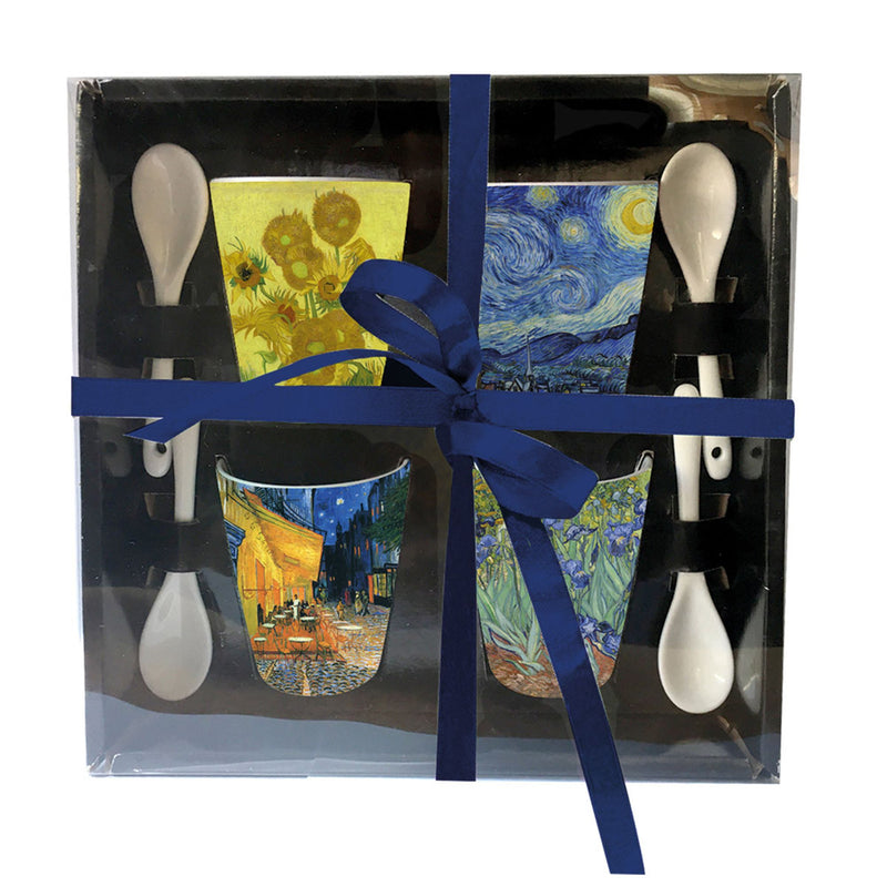 Set de 4 tasses assorties avec cuillères - Van Gogh