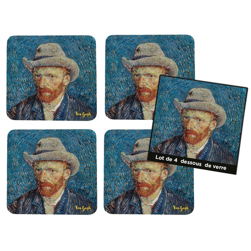 Set de 4 sous-verres Autoportrait  - Van Gogh