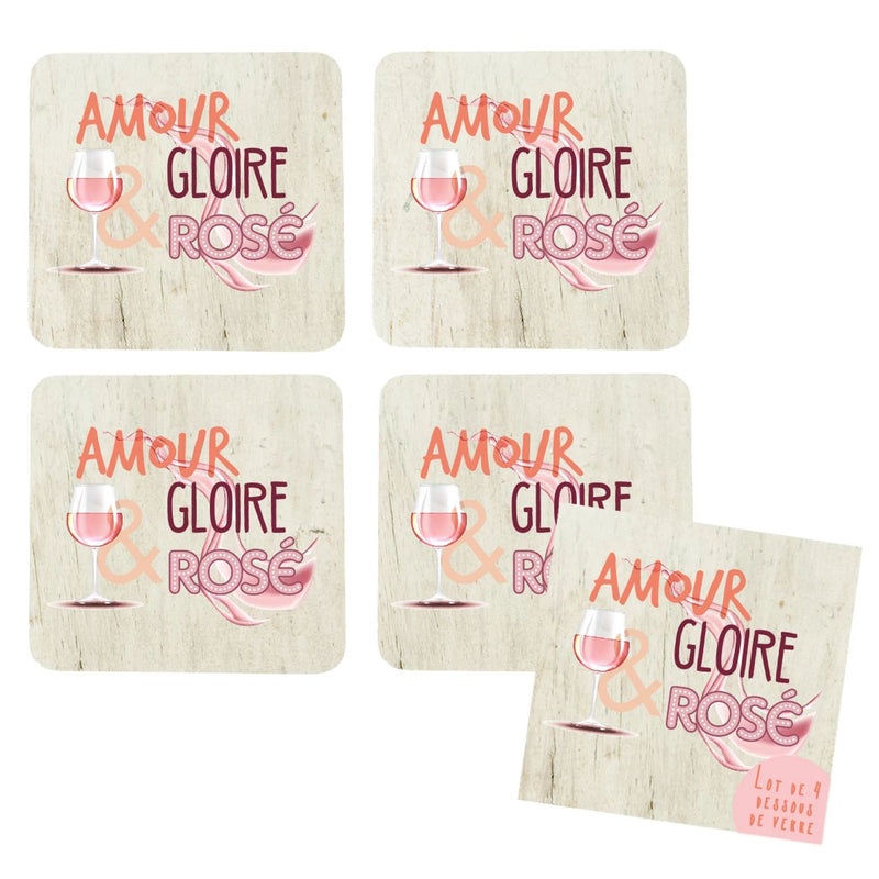 Set de 4 sous-verres assortis Amour Gloire & Rosé - Déco Intemporelle