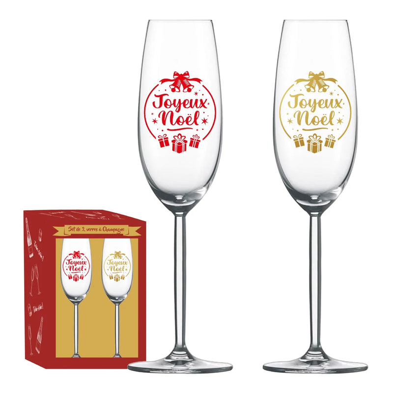 Coffret 2 coupes à champagne Joyeux Noël - Déco Intemporelle