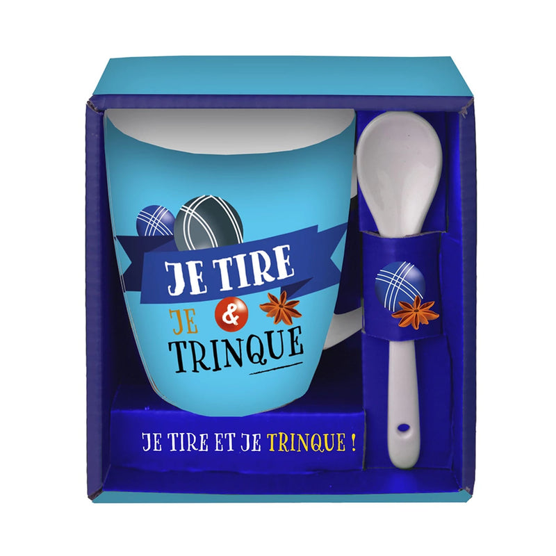 Mug avec cuillère Je tire et Trinque - Brèves de comptoir