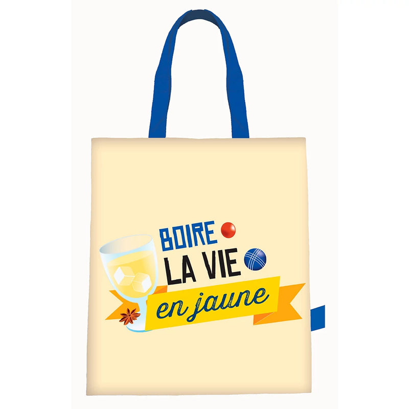 Sac Coton Boire la Vie en Jaune - Brèves de comptoir