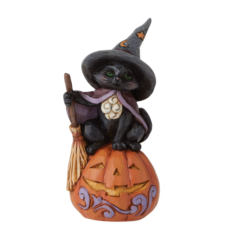 Figurine mini chat sur une citrouille Halloween - Heartwood Creek