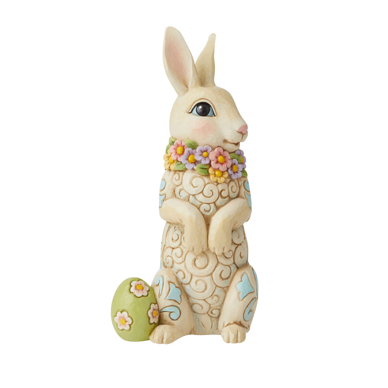 Figurine Lapin collier de fleur œuf de Pâques - Heartwood Creek