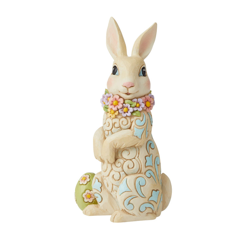 Figurine Lapin collier de fleur œuf de Pâques - Heartwood Creek