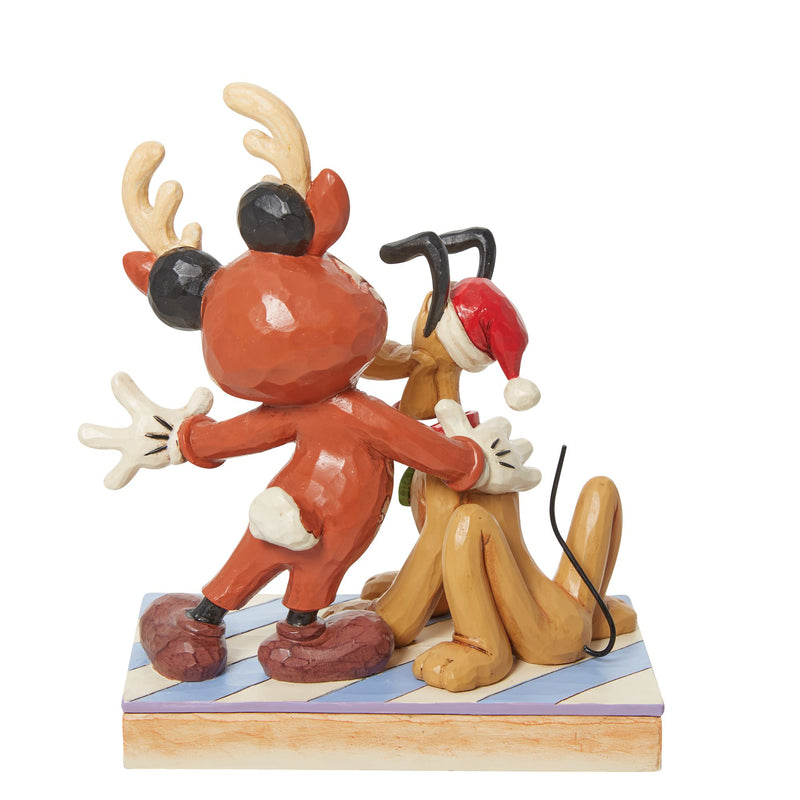 Figurine Mickey et Pluto en costumes de Noël  - Disney Traditions