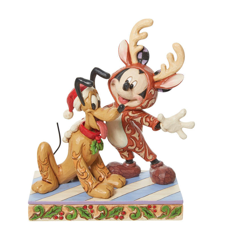 Figurine Mickey et Pluto en costumes de Noël  - Disney Traditions