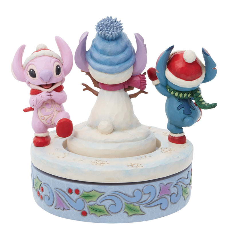 Figurine rotative Stitch et Angel avec bonhomme de neige - Disney Traditions