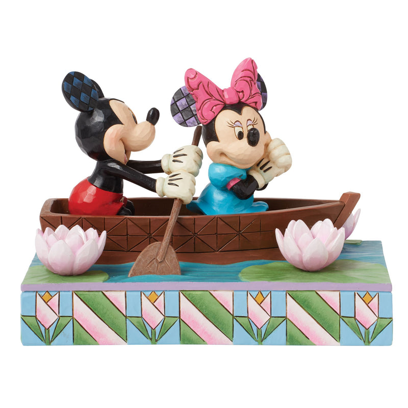 Figurine Lumineuse Mickey et Minnie sur une barque - Disney Traditions