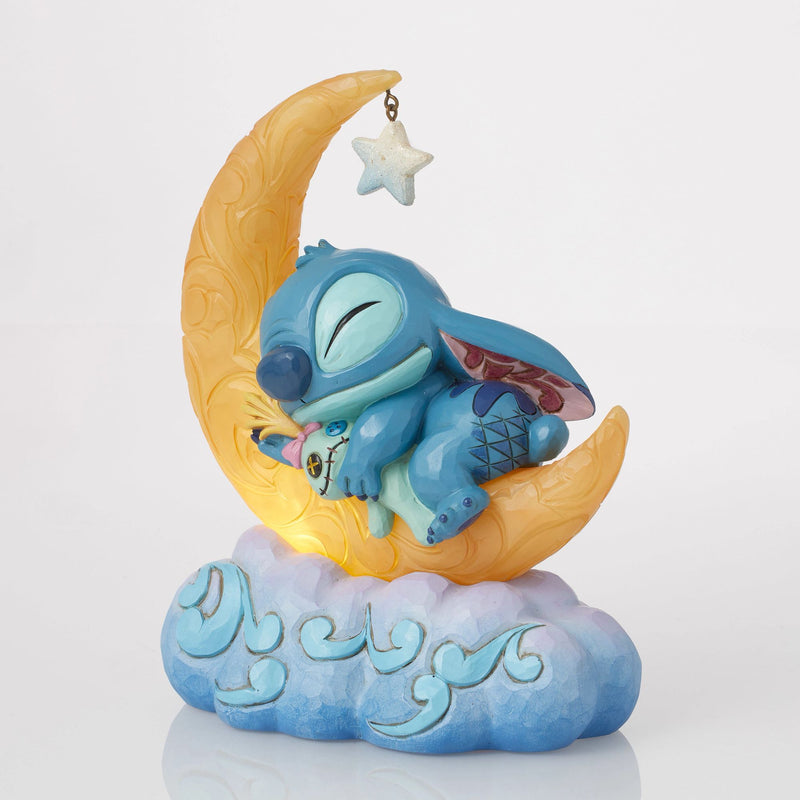 Figurine Stitch et Souillon Lune lumineuse - Disney Traditions