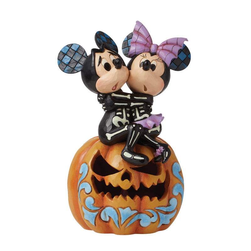 Figurine Citrouille LED Mickey et  Minnie squelettes - Disney Traditions