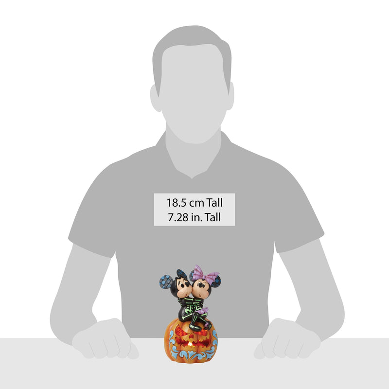 Figurine Citrouille LED Mickey et  Minnie squelettes - Disney Traditions