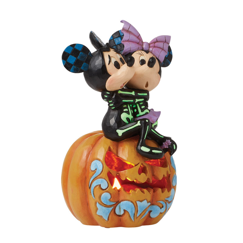 Figurine Citrouille LED Mickey et  Minnie squelettes - Disney Traditions