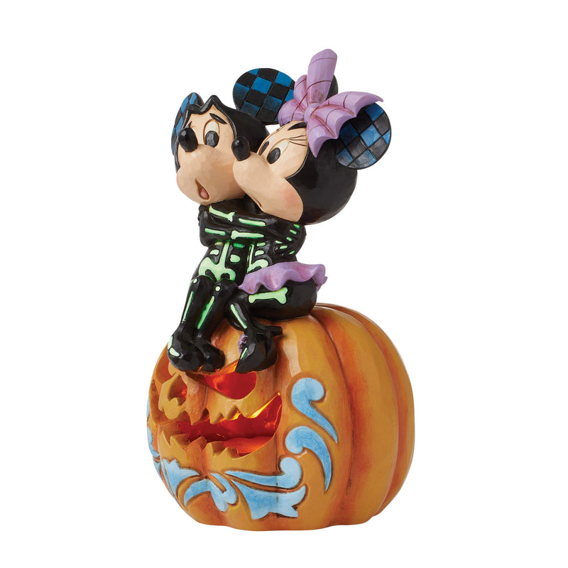 Figurine Citrouille LED Mickey et  Minnie squelettes - Disney Traditions