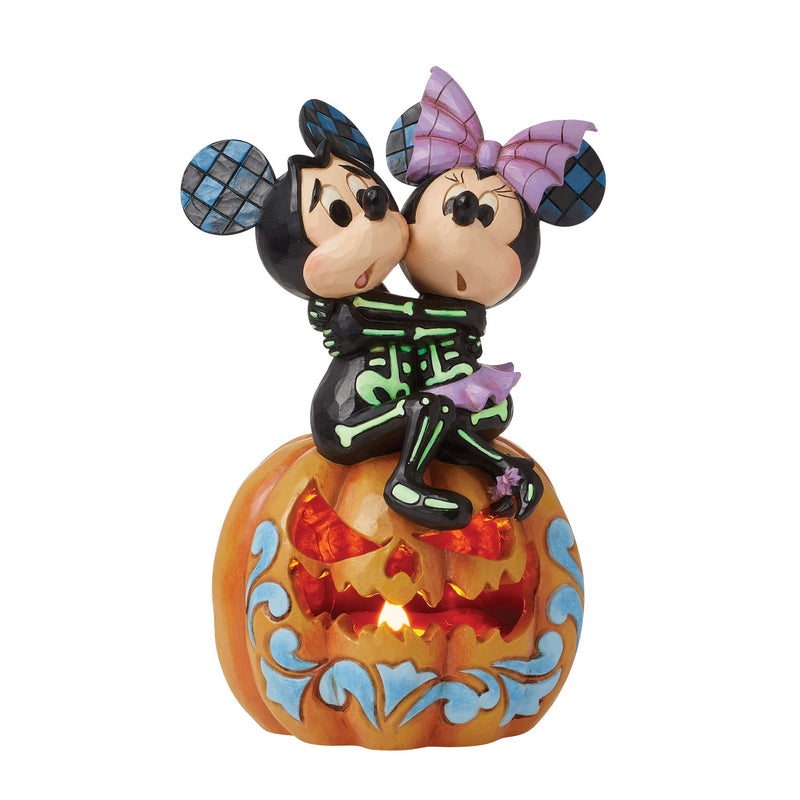 Figurine Citrouille LED Mickey et  Minnie squelettes - Disney Traditions