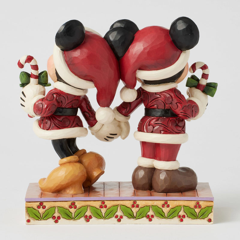 Figurine Mickey Minnie Main dans la Main Noël - Disney Traditions