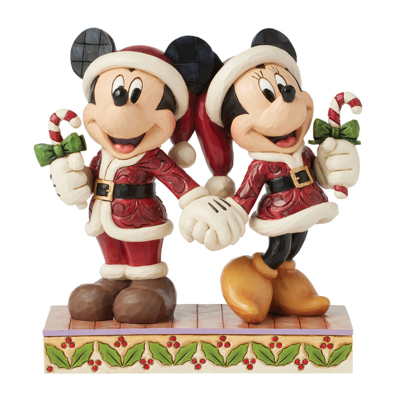 Figurine Mickey Minnie Main dans la Main Noël - Disney Traditions