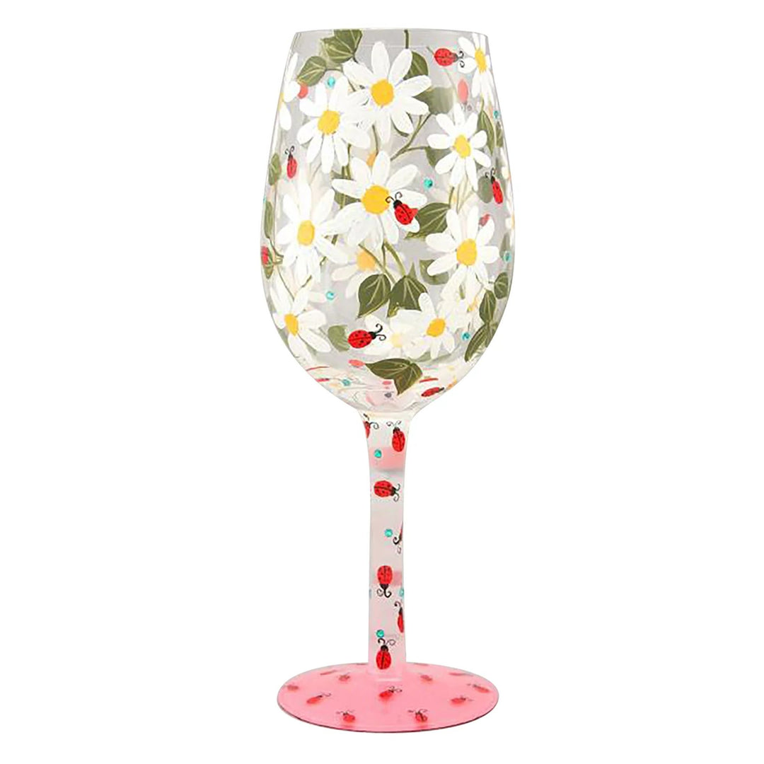 Verre à Vin Décoré Coccinelle - Lolita - Motif Main Peint, Élégant Et Ludique, Idéal Cadeau Ou Fête