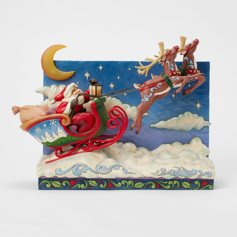 Figurine Traîneau Musicale Père Noël Rennes LED - Heartwood Creek