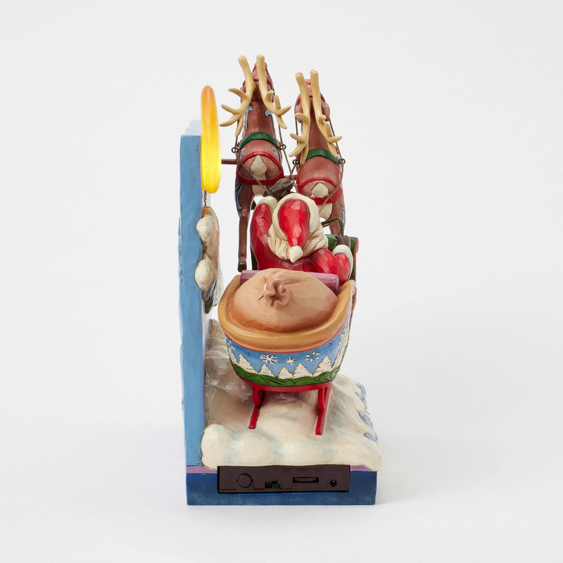 Figurine Traîneau Musicale Père Noël Rennes LED - Heartwood Creek