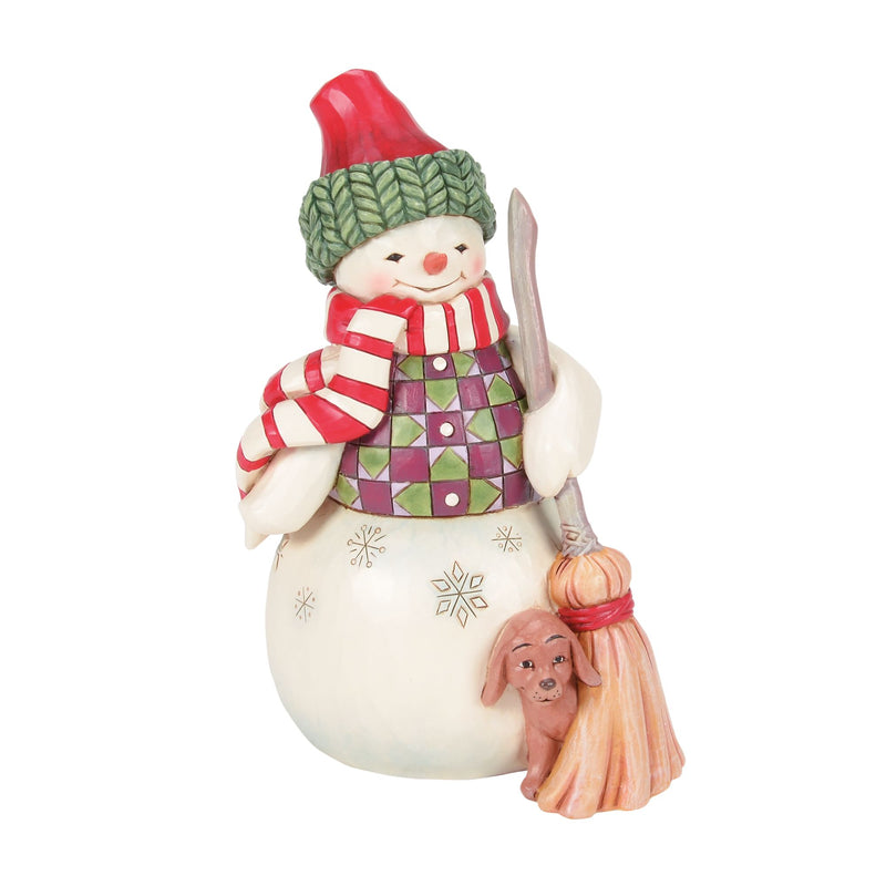 Figurine Bonhomme de Neige et le Chien - Heartwood Creek