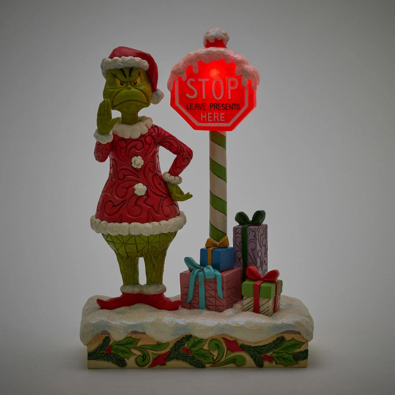 Figurine Grinch Panneau Stop clignotant - Grinch by Jim Shore
