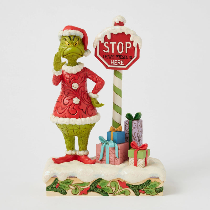 Figurine Grinch Panneau Stop clignotant - Grinch by Jim Shore