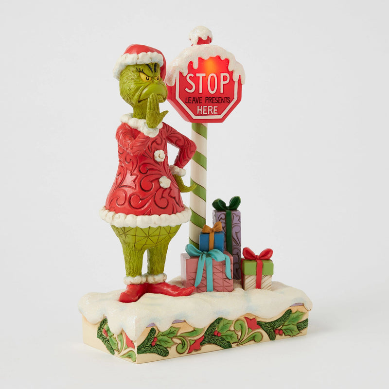 Figurine Grinch Panneau Stop clignotant - Grinch by Jim Shore