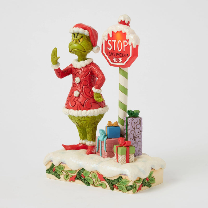 Figurine Grinch Panneau Stop clignotant - Grinch by Jim Shore