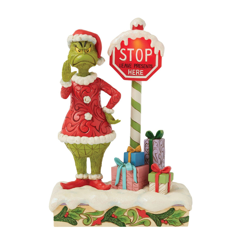 Figurine Grinch Panneau Stop clignotant - Grinch by Jim Shore