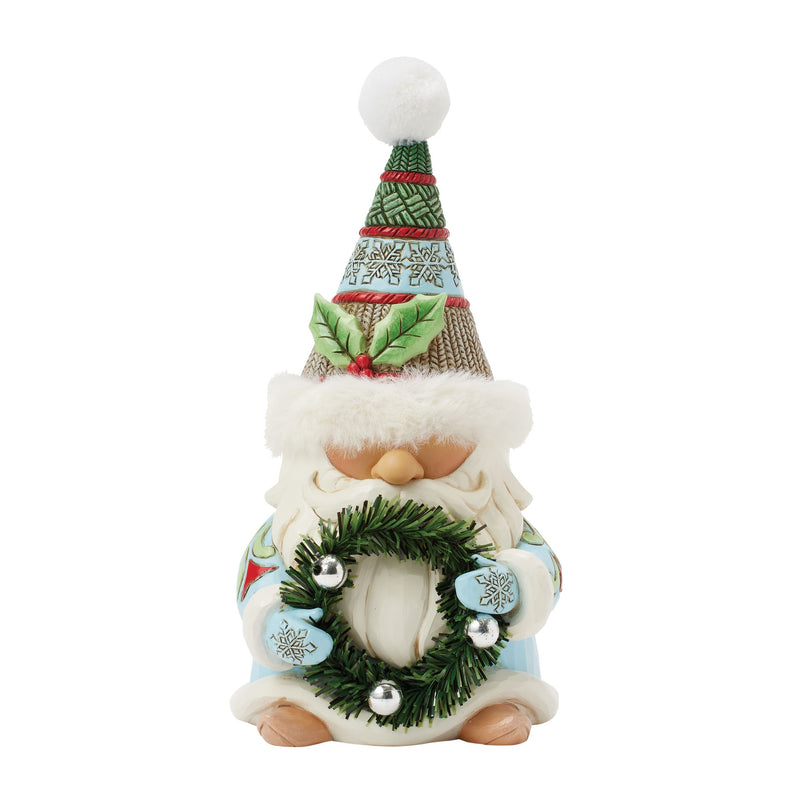 Figurine Gnome Couronne de Noël Chapeau fourrure - Heartwood Creek