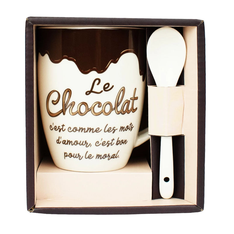 Mug avec cuillère Chocolat - Petits Messages