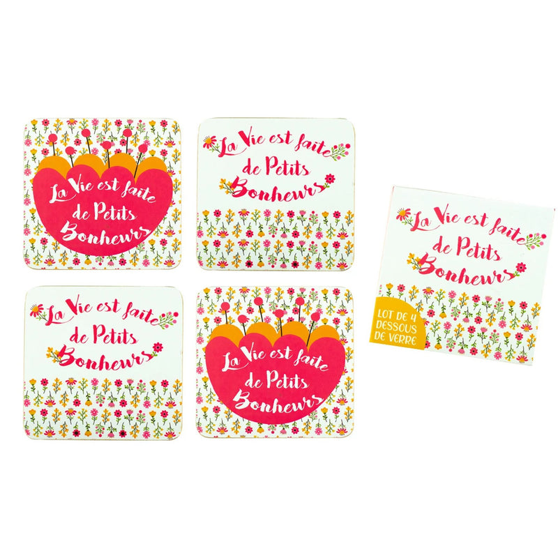 Set 4 Sous-Verre Petits Bonheurs - Petits Messages