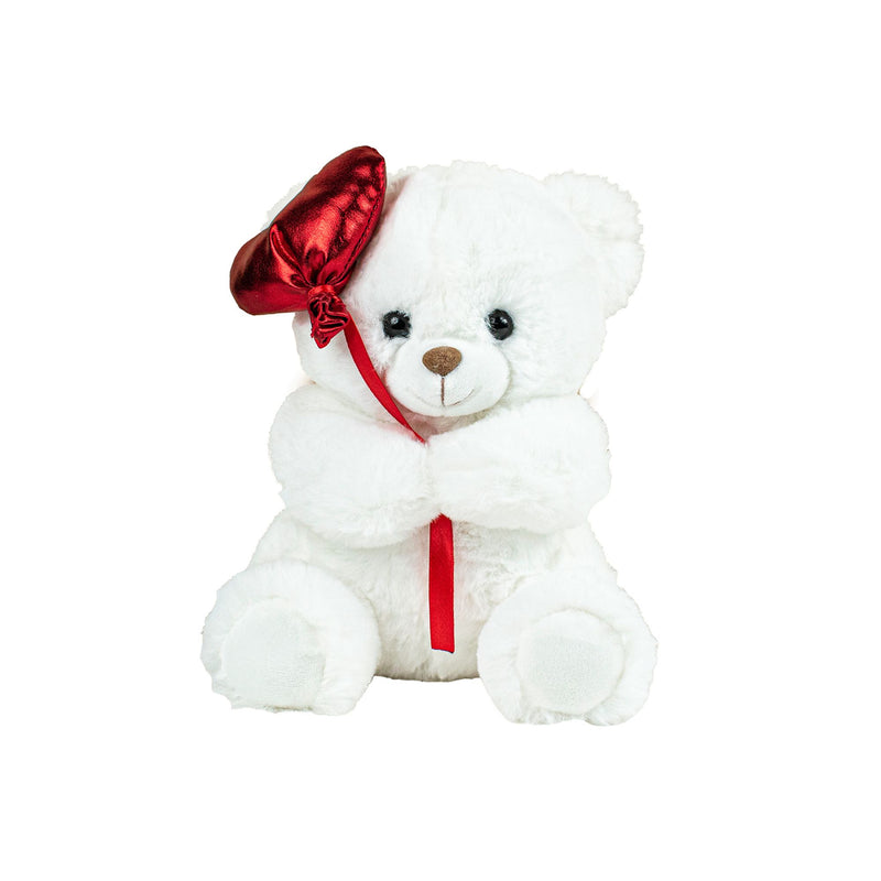 Peluche Ours blanc avec ballon cœur rouge - Kalidou