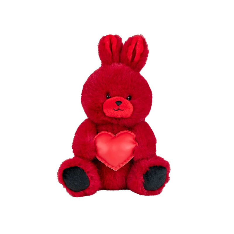 Peluche Lapin Rouge Cœur Simili Cuir - Kalidou