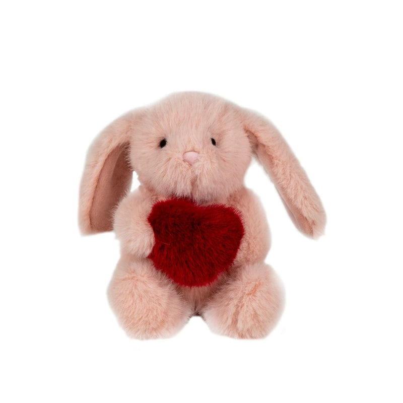 Peluche Lapin Rose Cœur Rouge - Kalidou