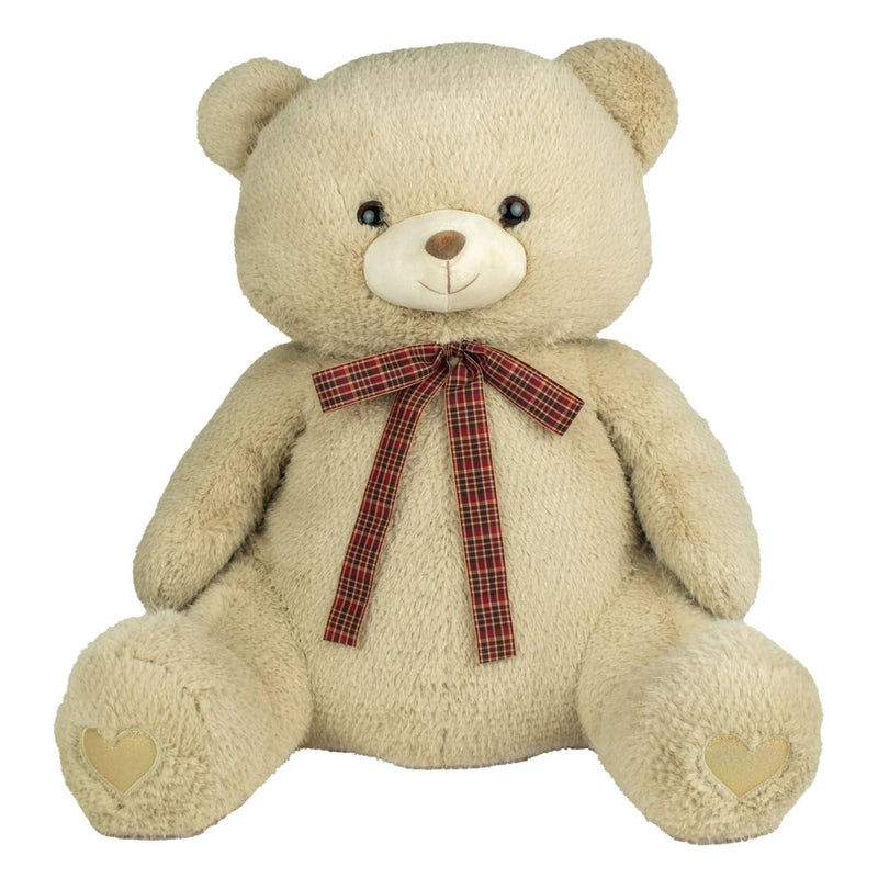 Peluche Ours Beige Nœud Écossais - Kalidou