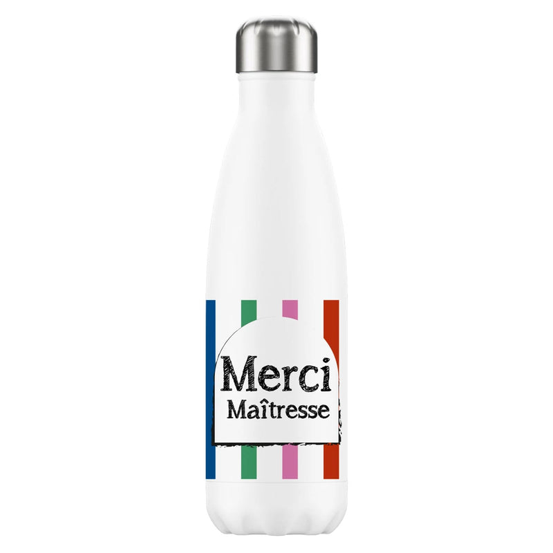 Bouteille Isotherme Merci Maîtresse Rayures - Petits Messages