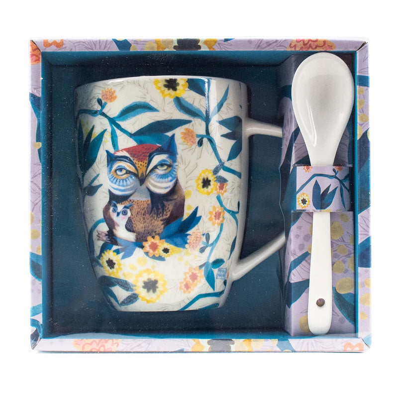 Mug avec cuillère Hibou et son Enfant - Allen Designs