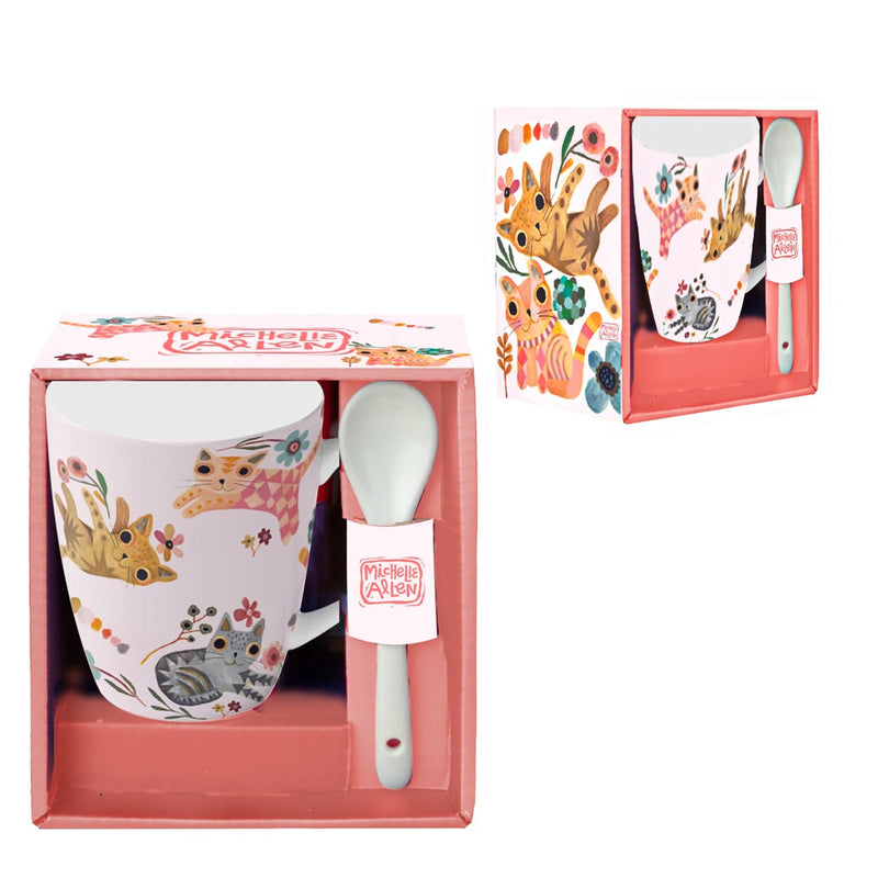 Mug avec cuillère Cat Flower - Allen Designs
