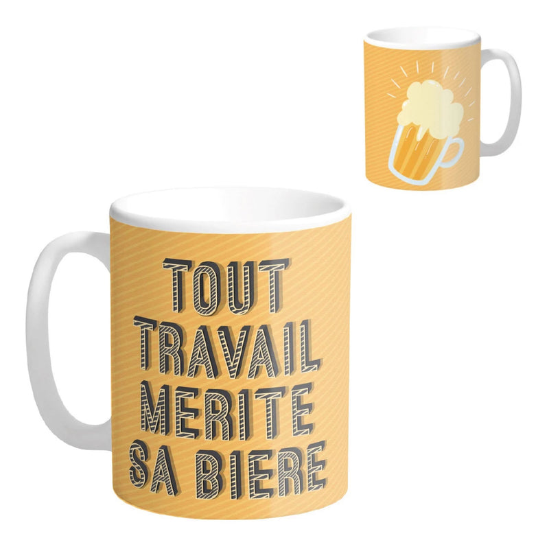 Mug Tout travail mérite sa bière - Petits Messages