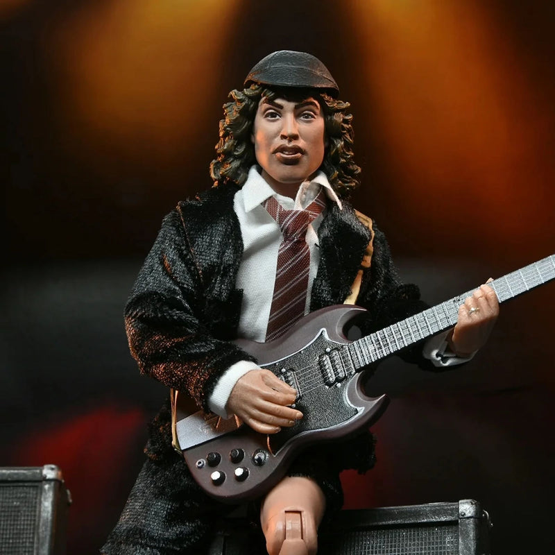 AC/DC 8” CLOTHED ACTION FIGURE -ANGUS YOUNG “HIGHWAY TO HELL” RETRO FIGURE