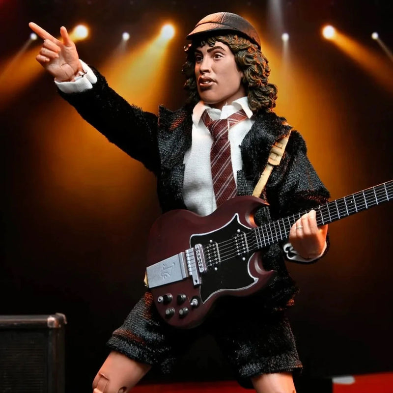 AC/DC 8” CLOTHED ACTION FIGURE -ANGUS YOUNG “HIGHWAY TO HELL” RETRO FIGURE