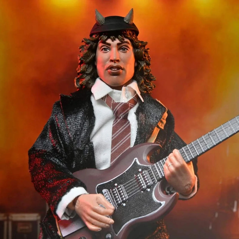 AC/DC 8” CLOTHED ACTION FIGURE -ANGUS YOUNG “HIGHWAY TO HELL” RETRO FIGURE