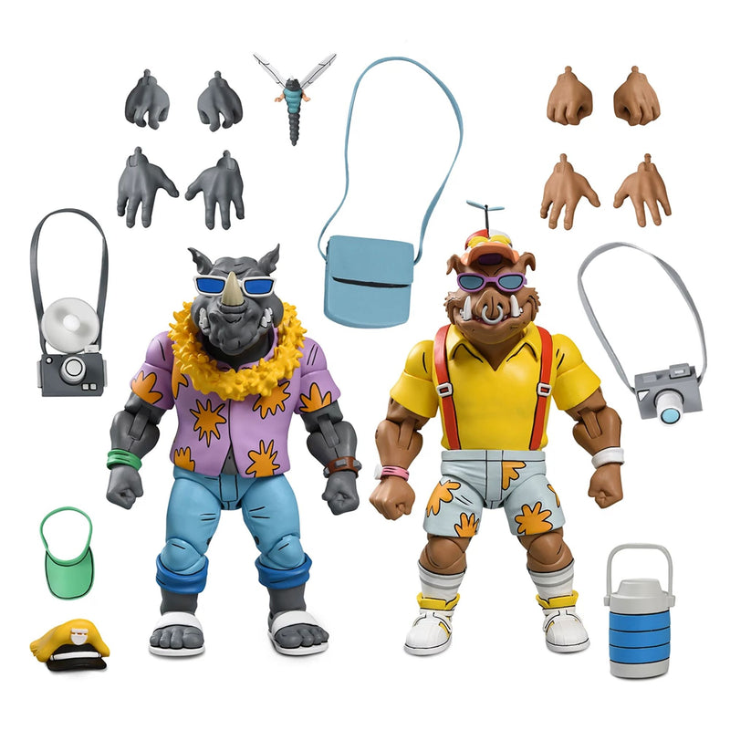 TEENAGE MUTANT NINJA TURTLES (CARTOON) - 7" SCALE ACTION FIGURE-VACATION BEBOP AND ROCKSTEADY 2 PACK