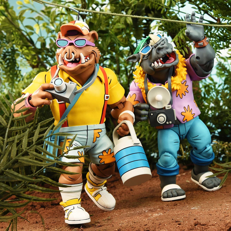 TEENAGE MUTANT NINJA TURTLES (CARTOON) - 7" SCALE ACTION FIGURE-VACATION BEBOP AND ROCKSTEADY 2 PACK